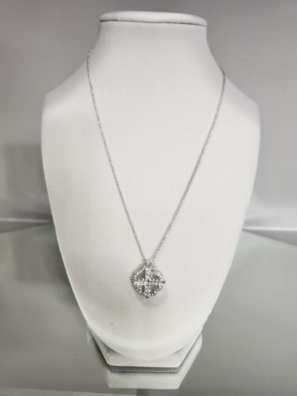 Premier Designs Silvertone Convertible Quad Rhinestone Heart  Necklace - Picture 4 of 6